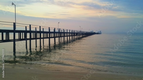 Wooden bridge to the boat