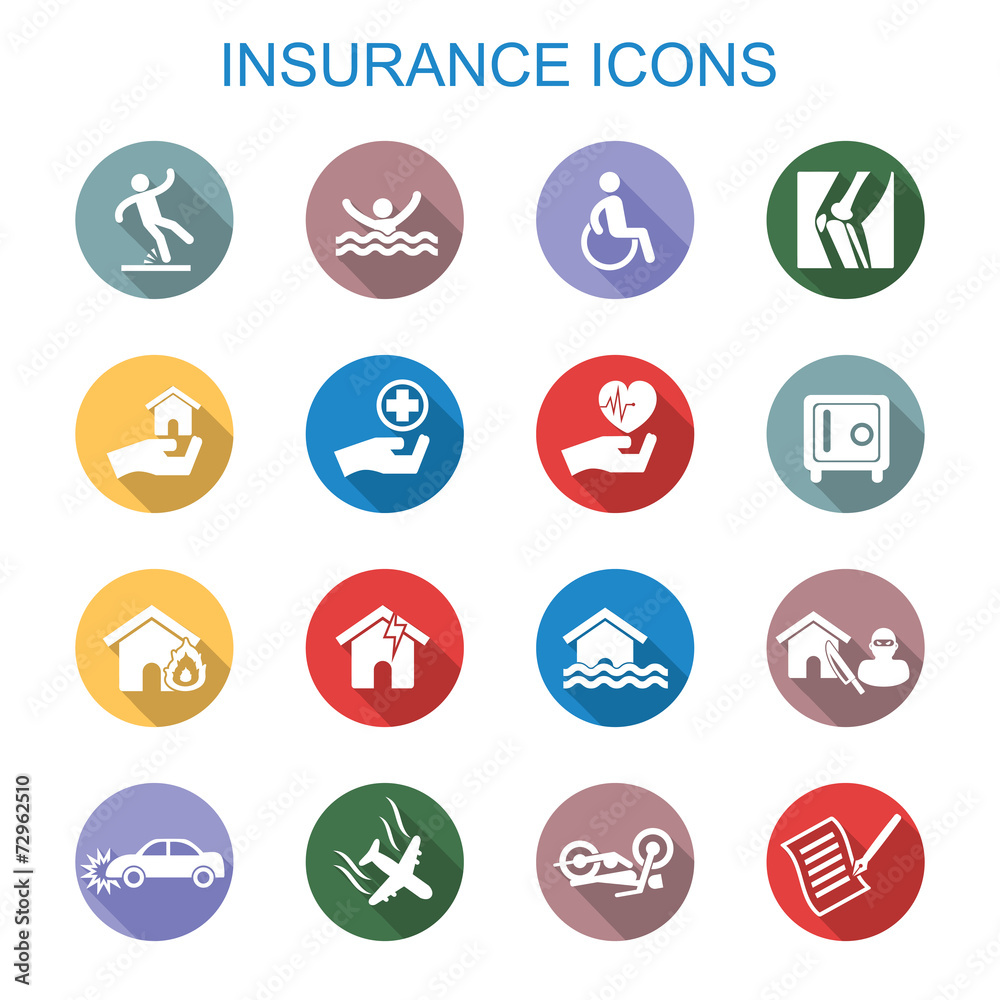 insurance long shadow icons insurance long shadow icons