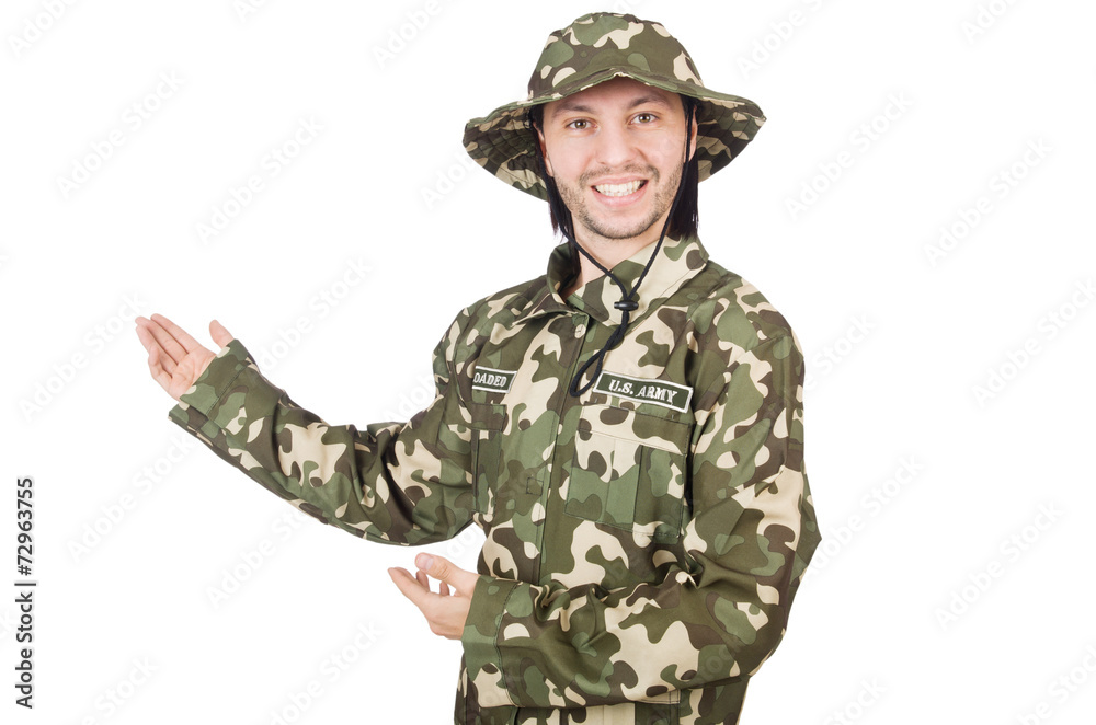 Funny soldier isolated on white Funny soldier isolated on white