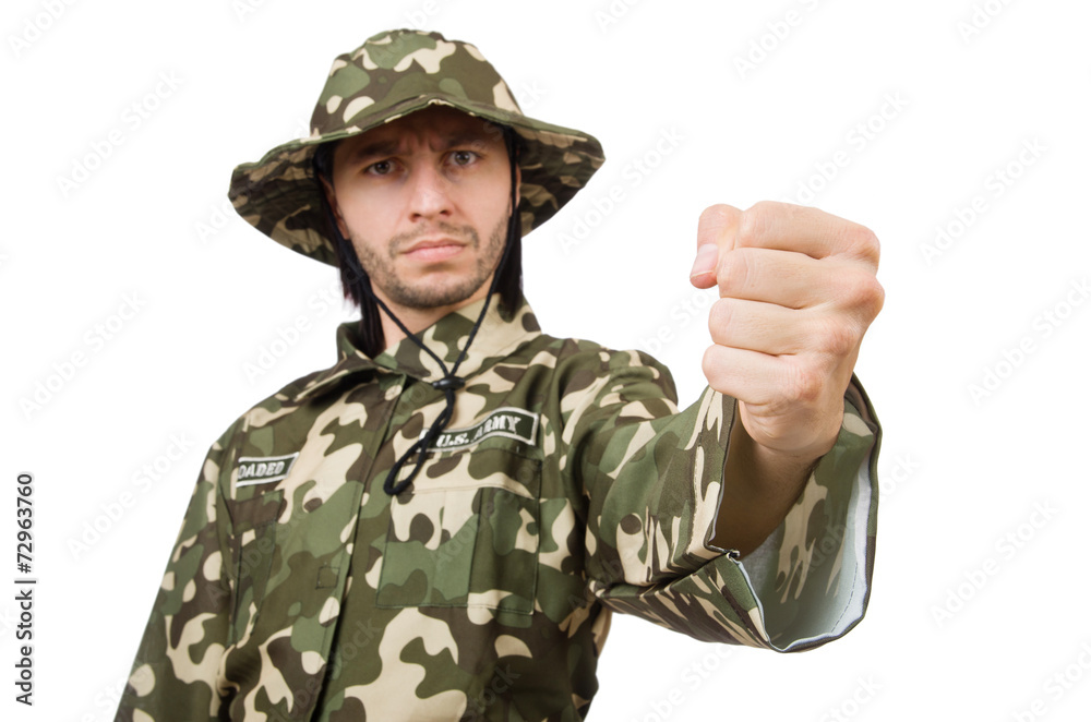 Funny soldier in military concept Funny soldier in military concept