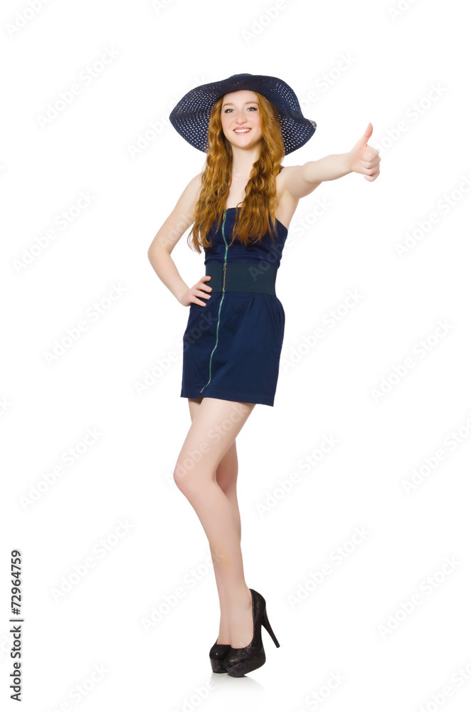 Woman giving thumbs up isolated on white Woman giving thumbs up isolated on white