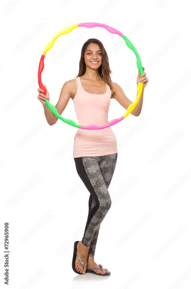 Young woman in sports concept isolated on white Young woman in sports concept isolated on white