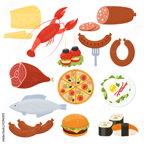 Traditional food icons for a menu