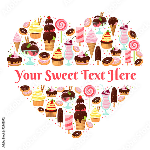 I Love Sweets heart shaped vector design
