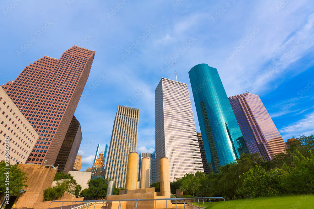 Houston skyline from Tranquility Park Texas US Houston skyline from Tranquility Park Texas US