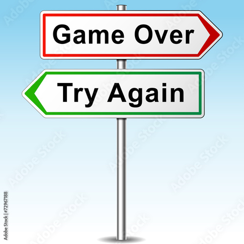 game over and try again directional sign