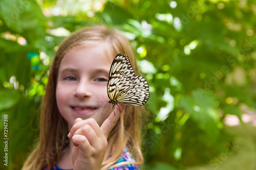 Girl holding Rice Paper butterfly Idea leuconoe photo