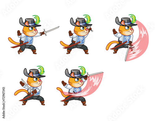 Musketeer Cat Attacking Sprite