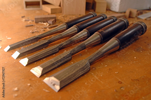 Still life line of chisels