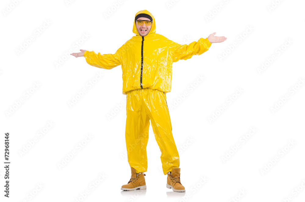 Modern dancer in yellow dress isolated on white Modern dancer in yellow dress isolated on white