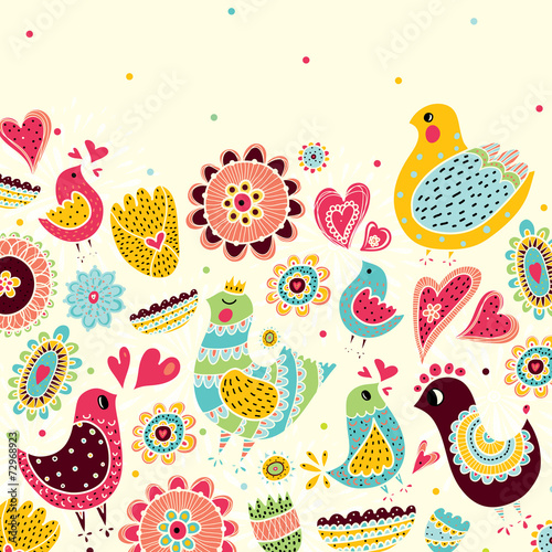 Love birds. Vector postcard.