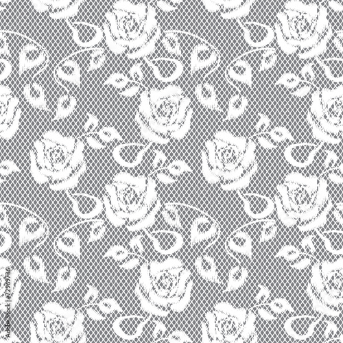white lace seamless pattern on gray background