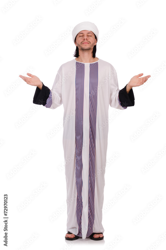 Concept with arab man isolated on white
