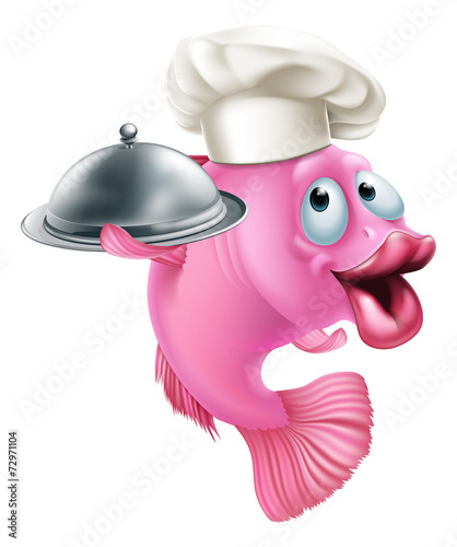 Cartoon chef fish mascot