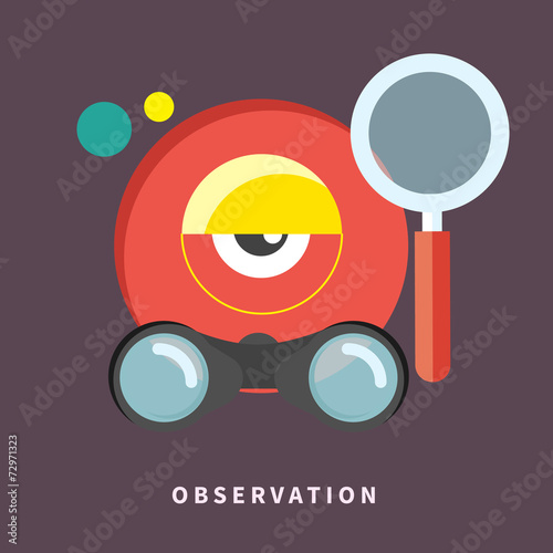 Icon in flat design for observation and monitoring