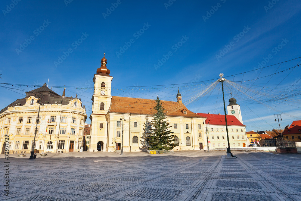Piata Mare (Large square) view with buildings Piata Mare (Large square) view with buildings