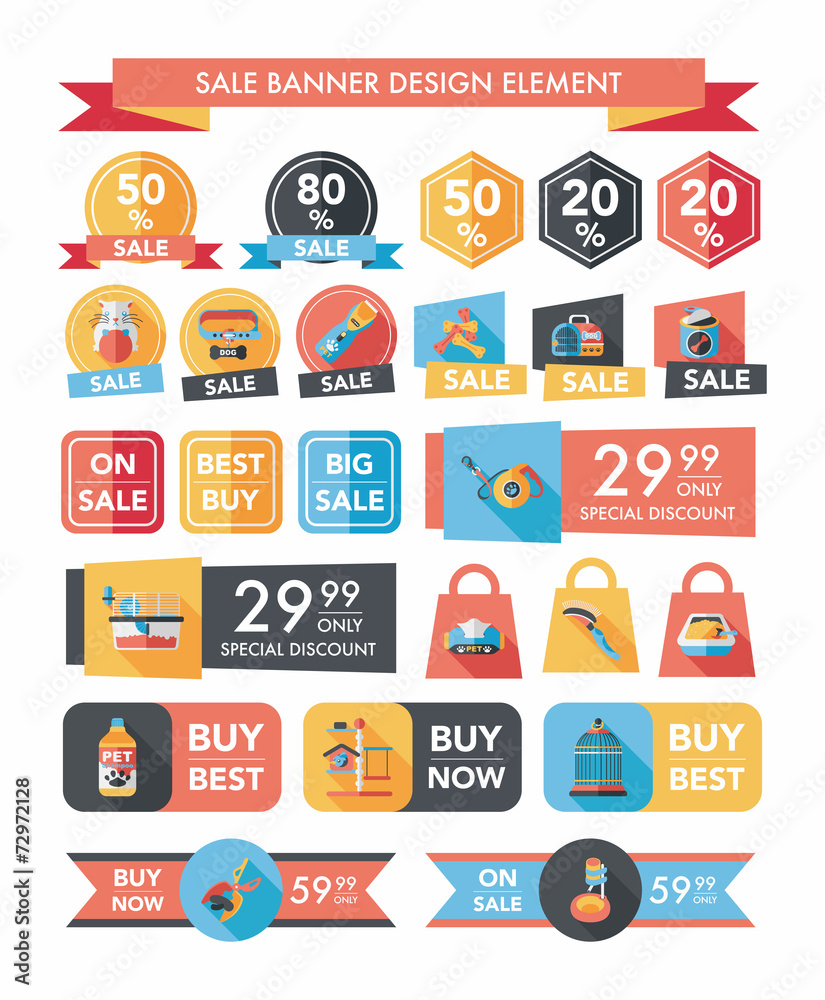 Pet sale banner flat design background set, eps10 Pet sale banner flat design background set, eps10