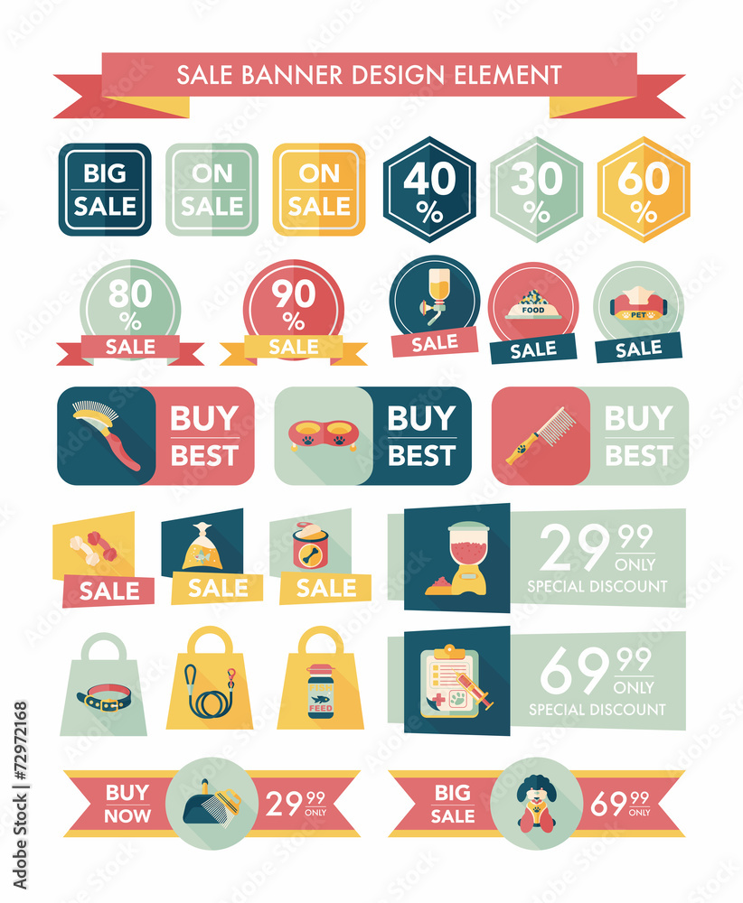 Pet sale banner flat design background set, eps10 Pet sale banner flat design background set, eps10