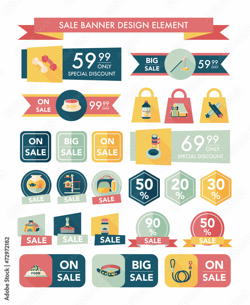 Pet sale banner flat design background set, eps10 Pet sale banner flat design background set, eps10