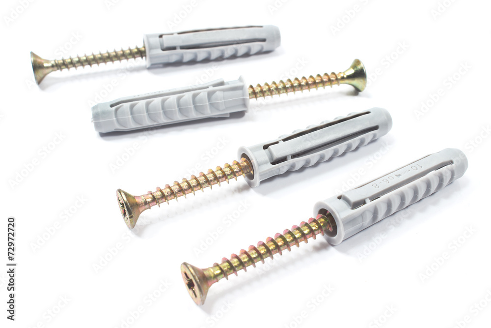 Dowel and screw on white Dowel and screw on white