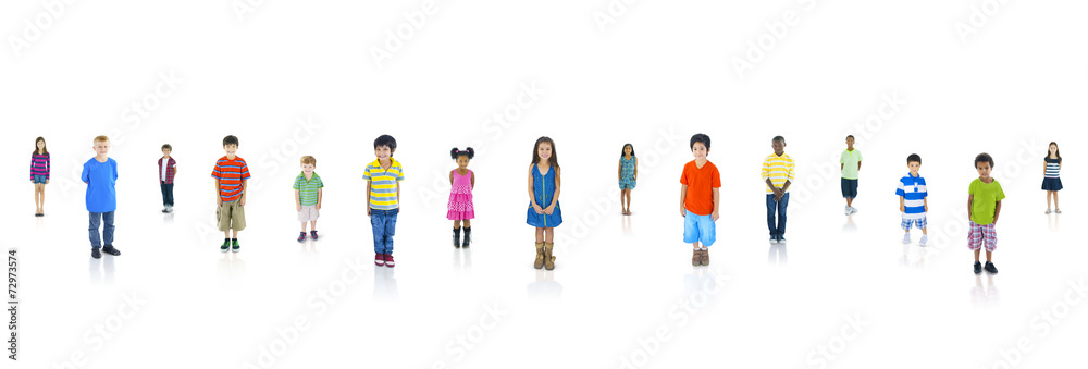 Multi-Ethnic Children in a Row Smiling Multi-Ethnic Children in a Row Smiling
