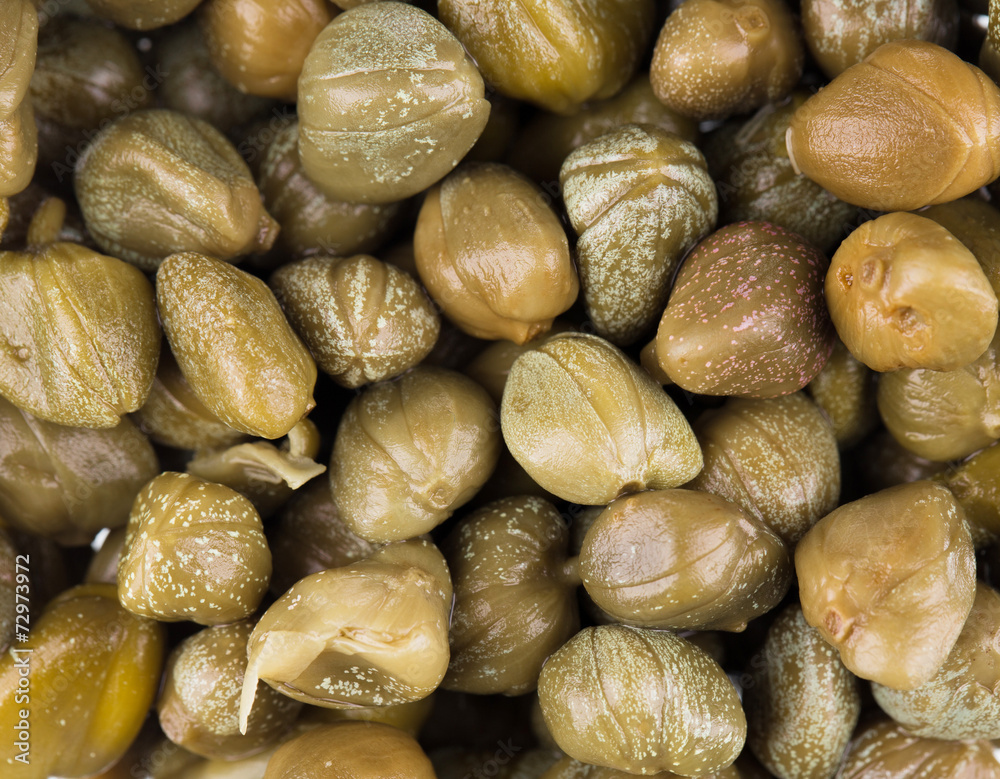 Green and appetizing capers.