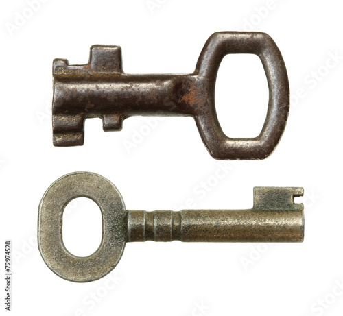 Vintage keys isolated on white background