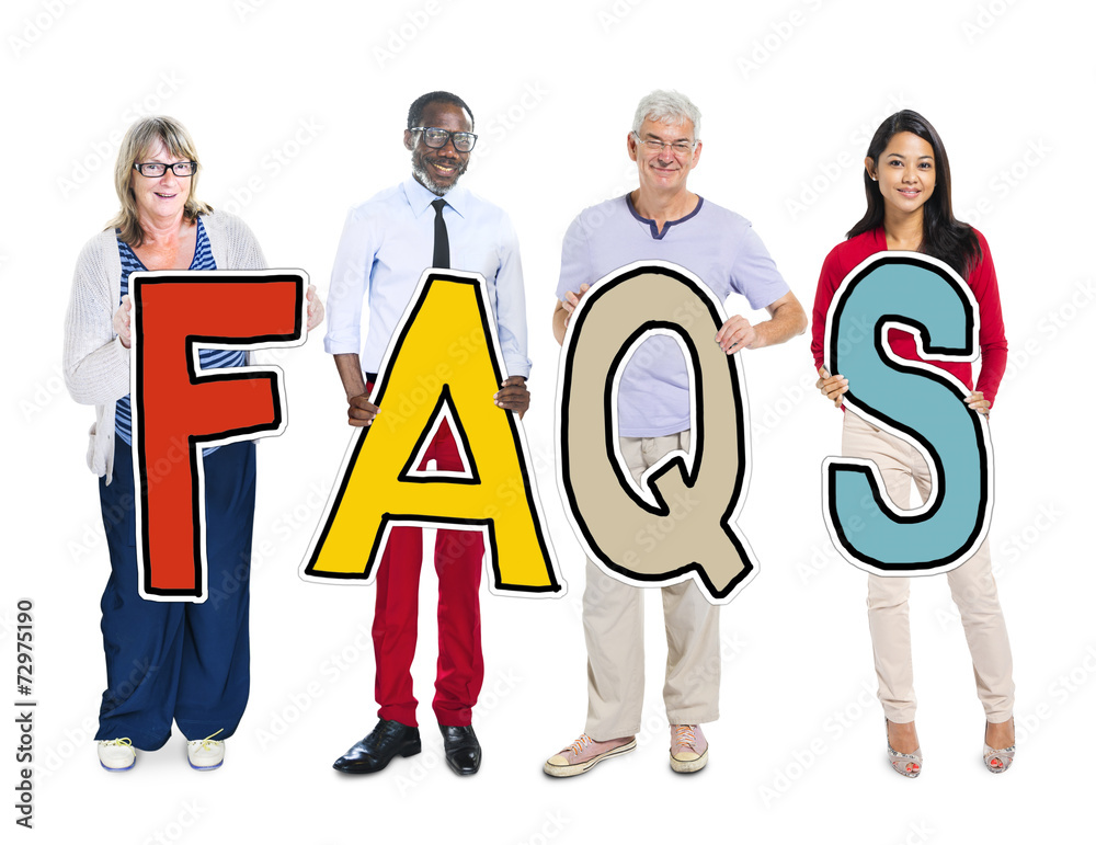 Group of People Standing Holding Word FAQS Group of People Standing Holding Word FAQS