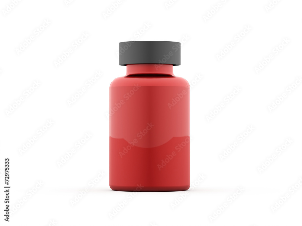 Pills bottle red rendered isolated Pills bottle red rendered isolated