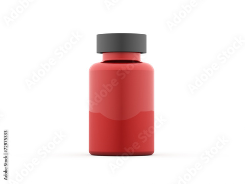 Pills bottle red rendered isolated