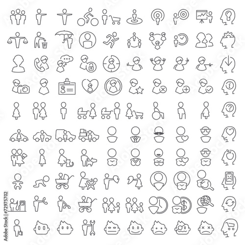 One hundred icons set for applications and infographics