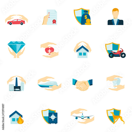 Insurance icons flat