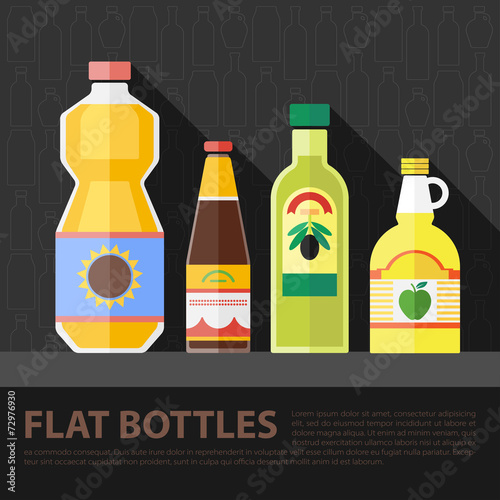Vector color flat kitchen bottle set