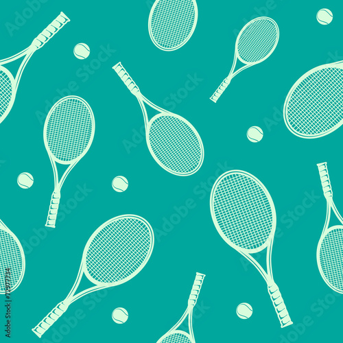 Tennis rackets seamless pattern. © chuhastock