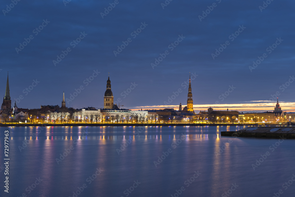 Night view on old city of Riga, Latvia Night view on old city of Riga, Latvia