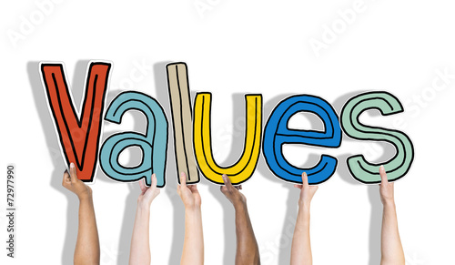 Values word and Brick Wall in the Background