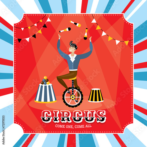 Vintage vector card with a juggler