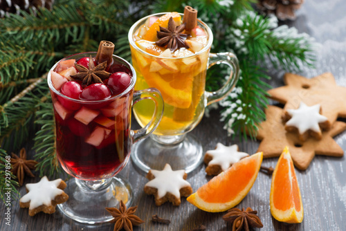 festive Christmas beverages, biscuits and spices