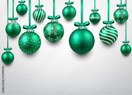 Arc background with green christmas balls.