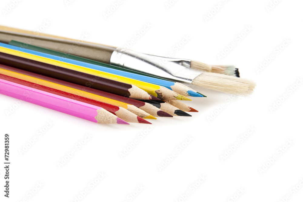 pencils and brushes