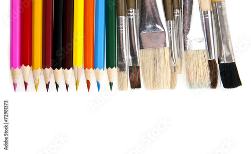 pencils and brushes