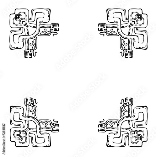 Black corners elements with dragons, vector