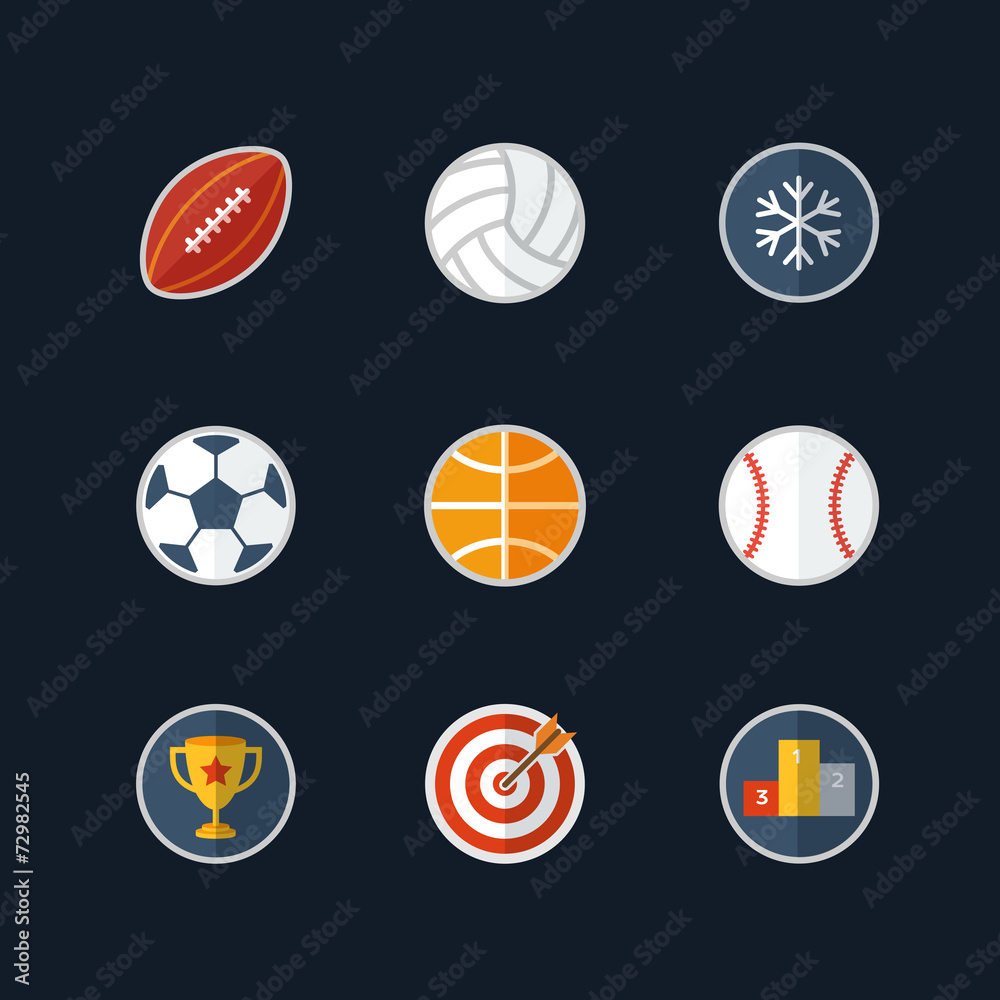 Flat design sport icons