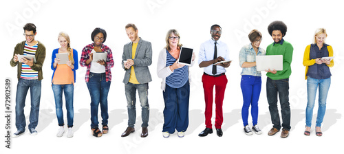 Multiethnic Group of People Using Digital Devices