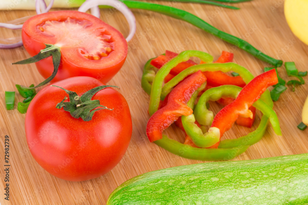 Various sliced vegetables. Various sliced vegetables.