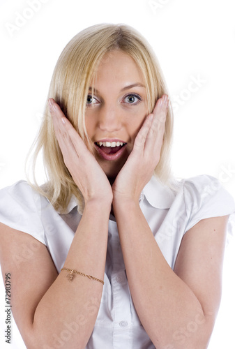Young attractive woman with surprised emotion