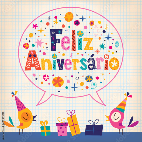 Feliz Aniversario Portuguese Happy Birthday card