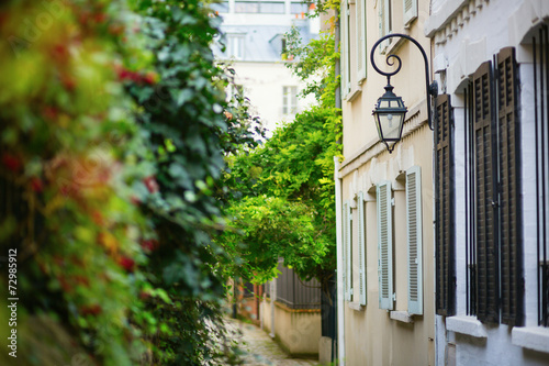 Fototapeta Naklejka Na Ścianę i Meble -  Beautiful lantern on a calm street of Paris