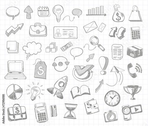 Set of doodle business management
