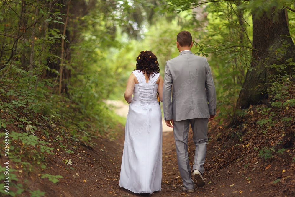 bride and groom wedding walk in park in summer bride and groom wedding walk in park in summer